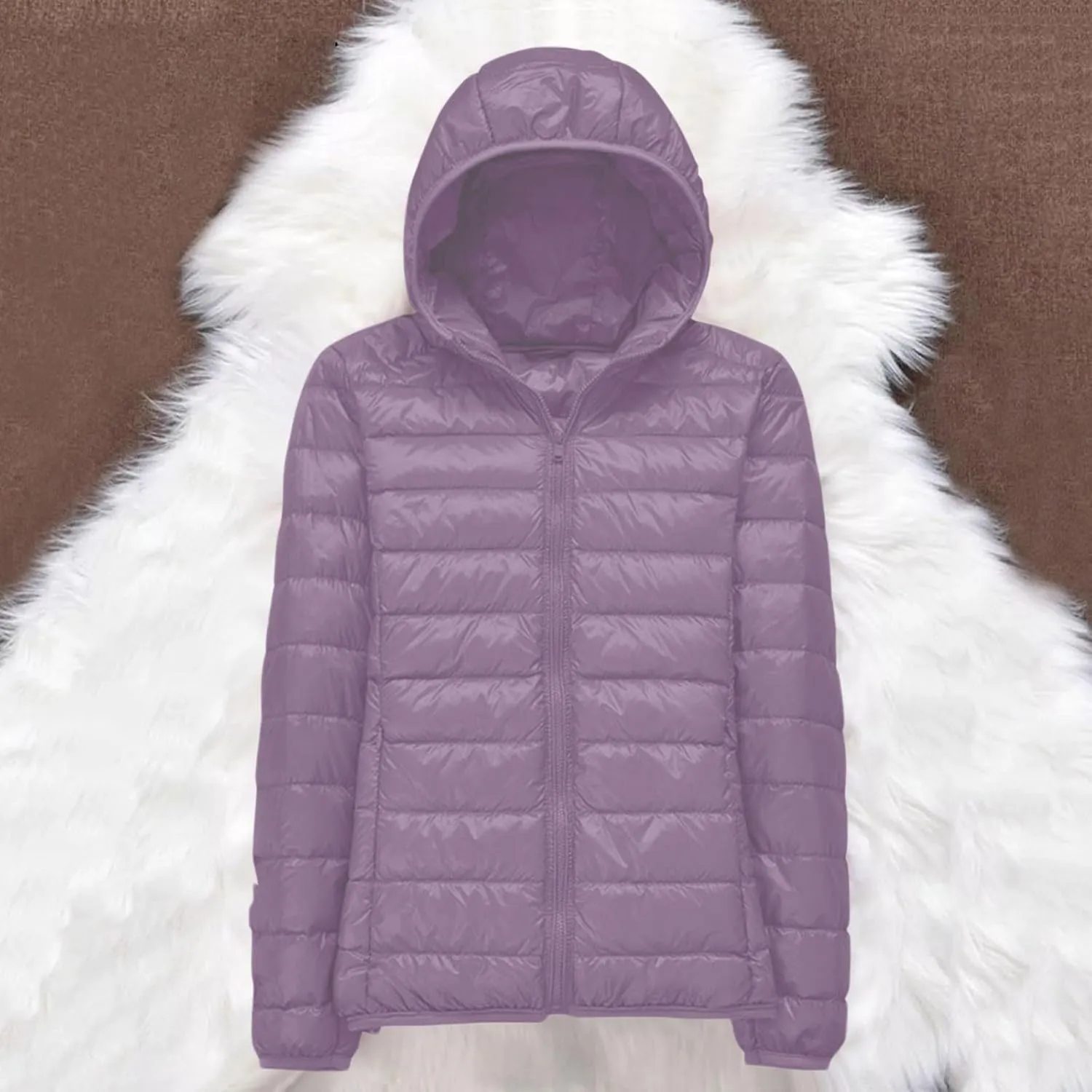 Puffer Jacket Womens Hooded Solid Color Casual Down Coat Winter 2023 Outwear Warm Down Jacket Lightweight Outerwear