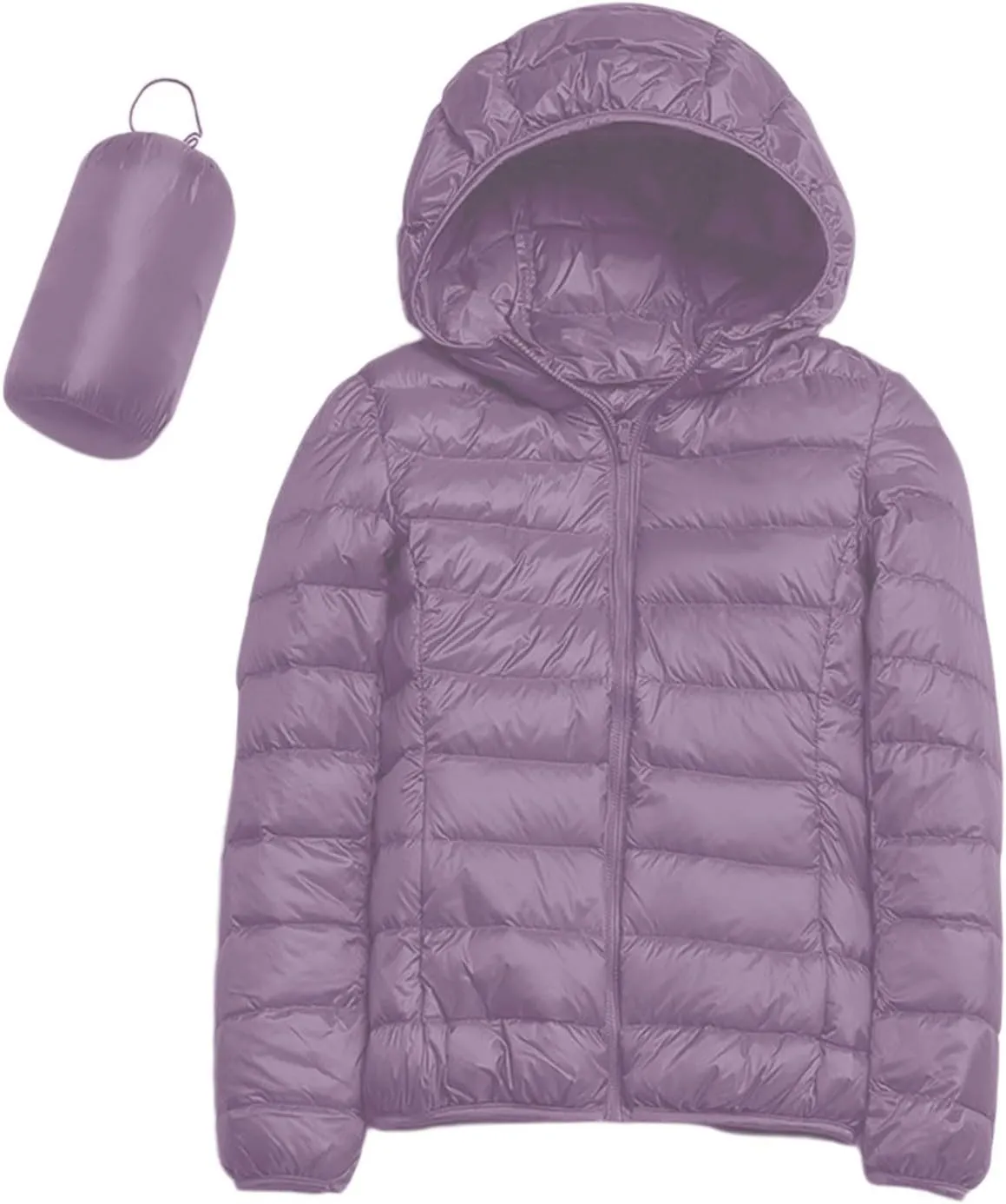 Puffer Jacket Womens Hooded Solid Color Casual Down Coat Winter 2023 Outwear Warm Down Jacket Lightweight Outerwear