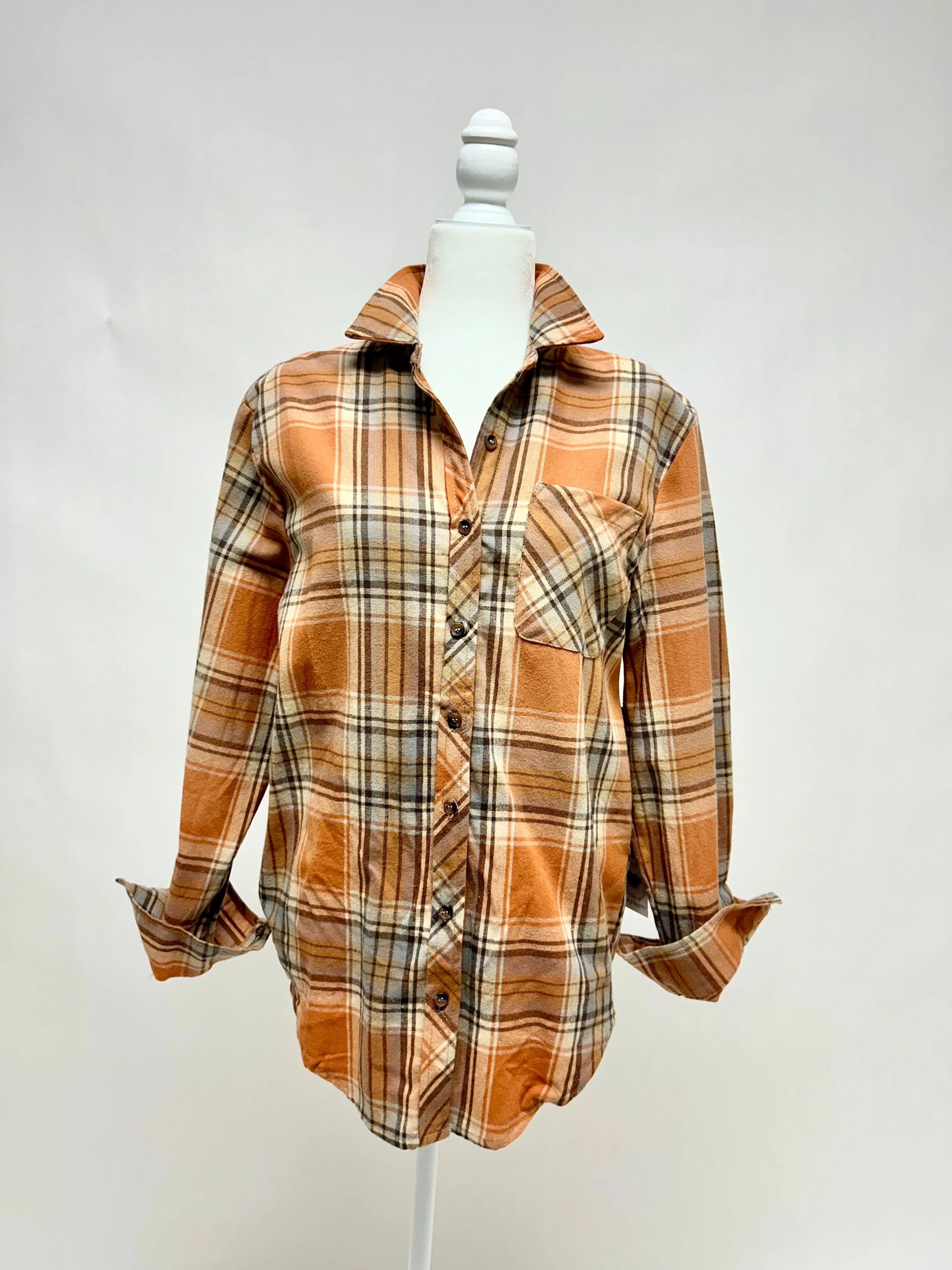 Pumpkin Taupe Plaid Shirt