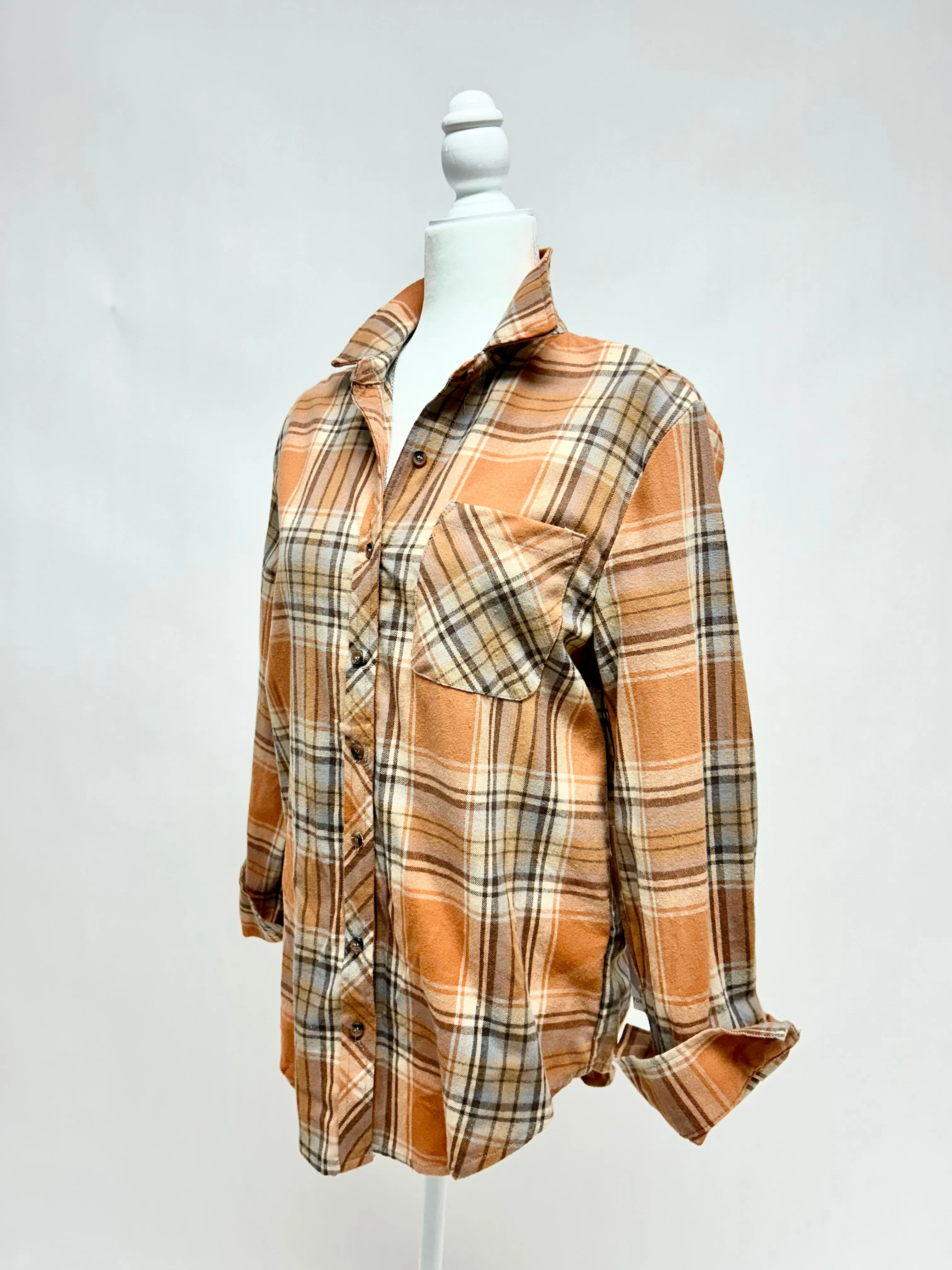 Pumpkin Taupe Plaid Shirt