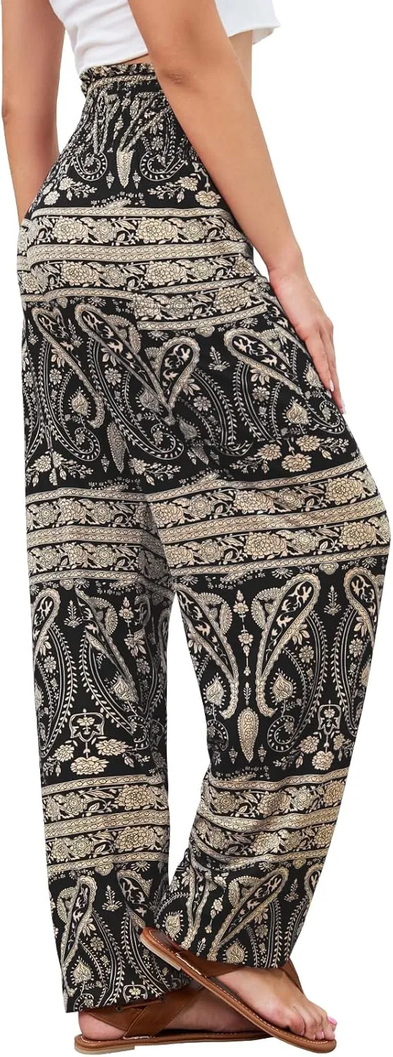 QIANXIZHAN Women's Harem Pants, High Waist Yoga Boho Trousers with Pockets