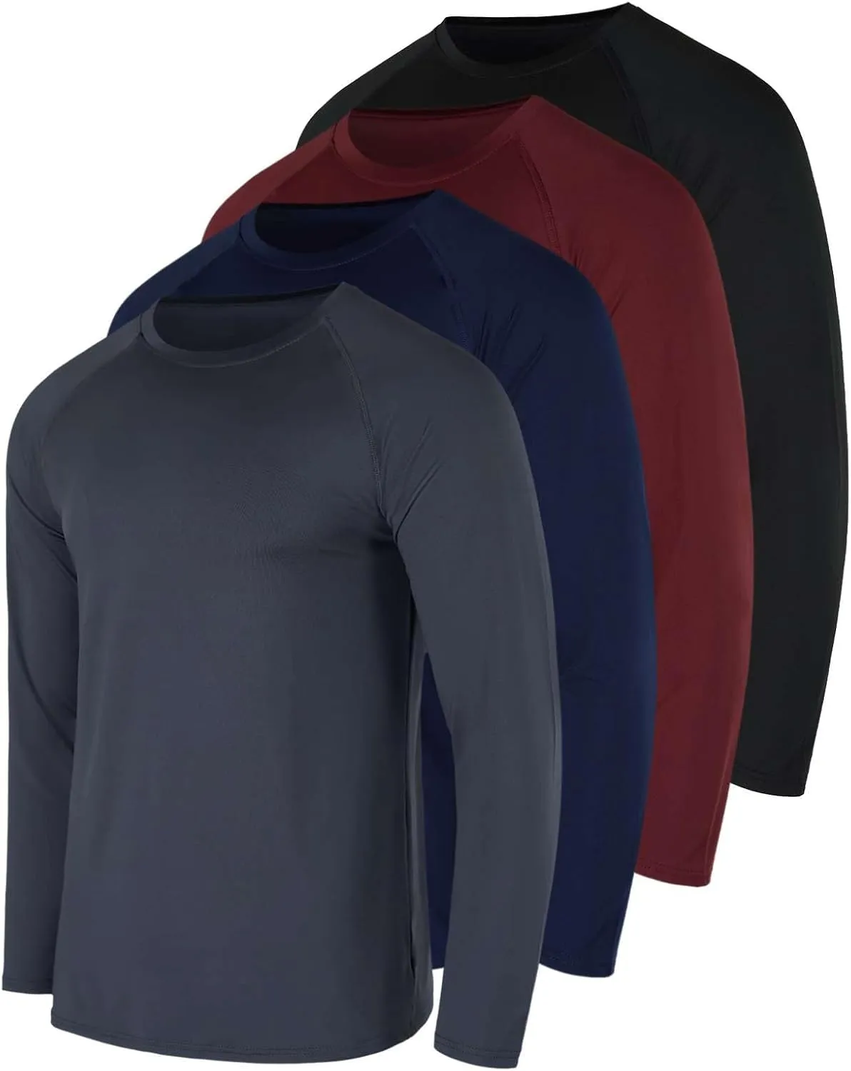Real Essentials 4 Pack: Men's Compression Long-Sleeve T-Shirt Athletic Cold Weather Baselayer (Available in Big & Tall)