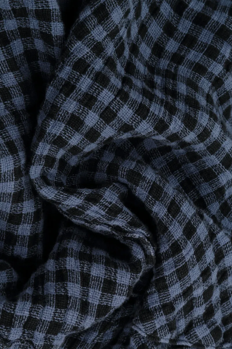 Roll Up Blue Nova Check Linen Trousers