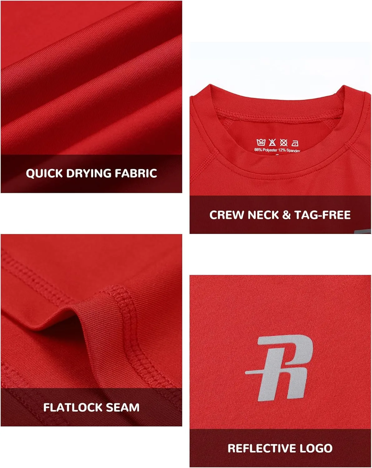 Runhit Boys Compression Shirt Short Sleeve Youth Basketball Undershirt Kids Quick Dry Athletic Base Layer T-Shirt