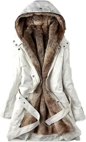 SACFOF Women's Thicken Fleece Sherpa Lined Parka Winter Warm Coat Hooded Faux Fur Down Jacket Puffer Overcoat