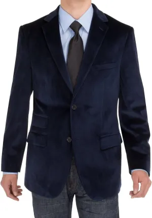 Salvatore Exte Men's Two Button Sport Coat Suit Jacket Modern Fit Velvet Blazer