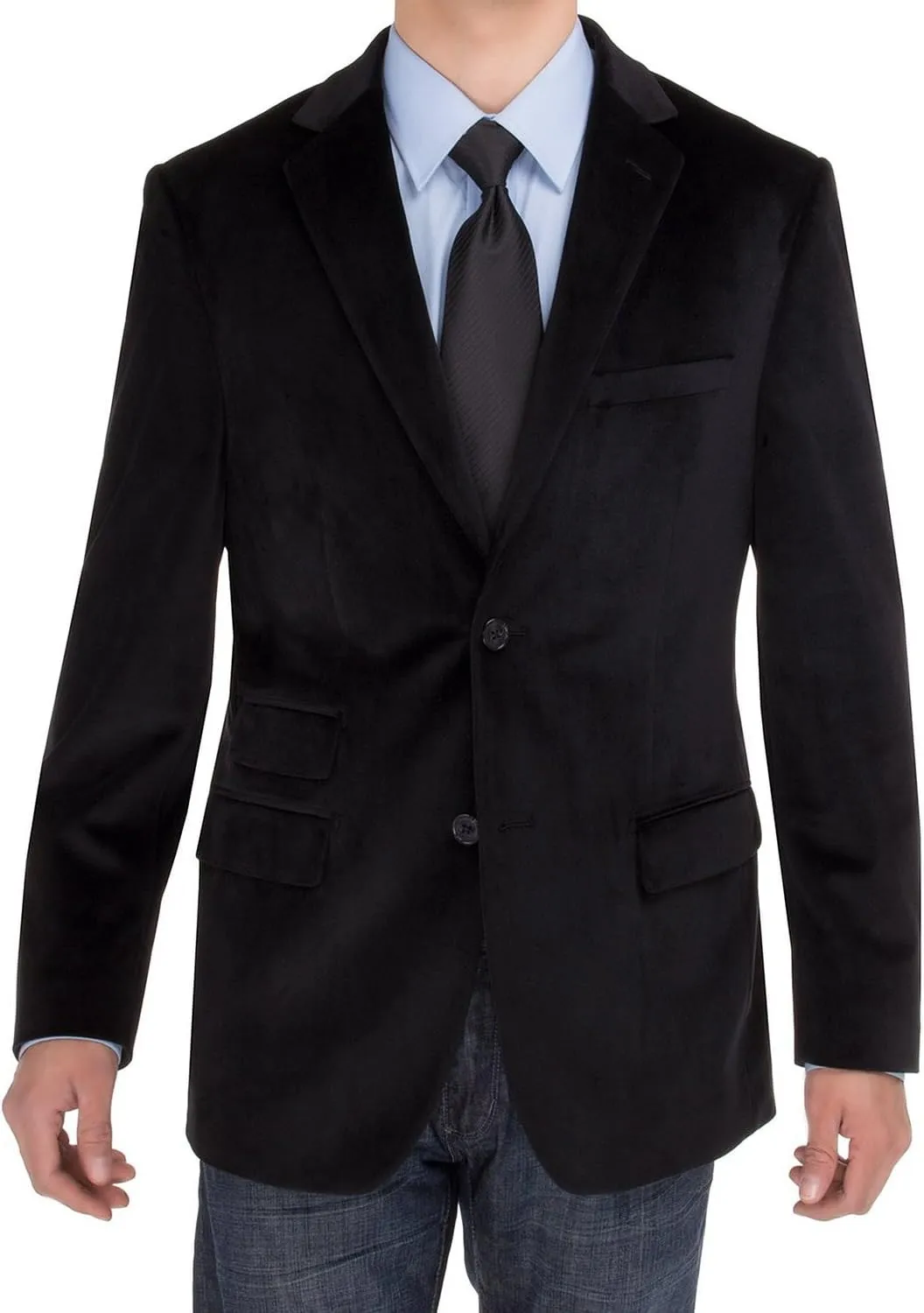 Salvatore Exte Men's Two Button Sport Coat Suit Jacket Modern Fit Velvet Blazer