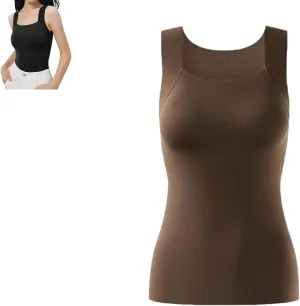 Shamfreshen U Neck Shapewear Built-in Bra Tank, Shamfreshen Tank Top, Women High Strechy Sleeveless Camisole Tank Top