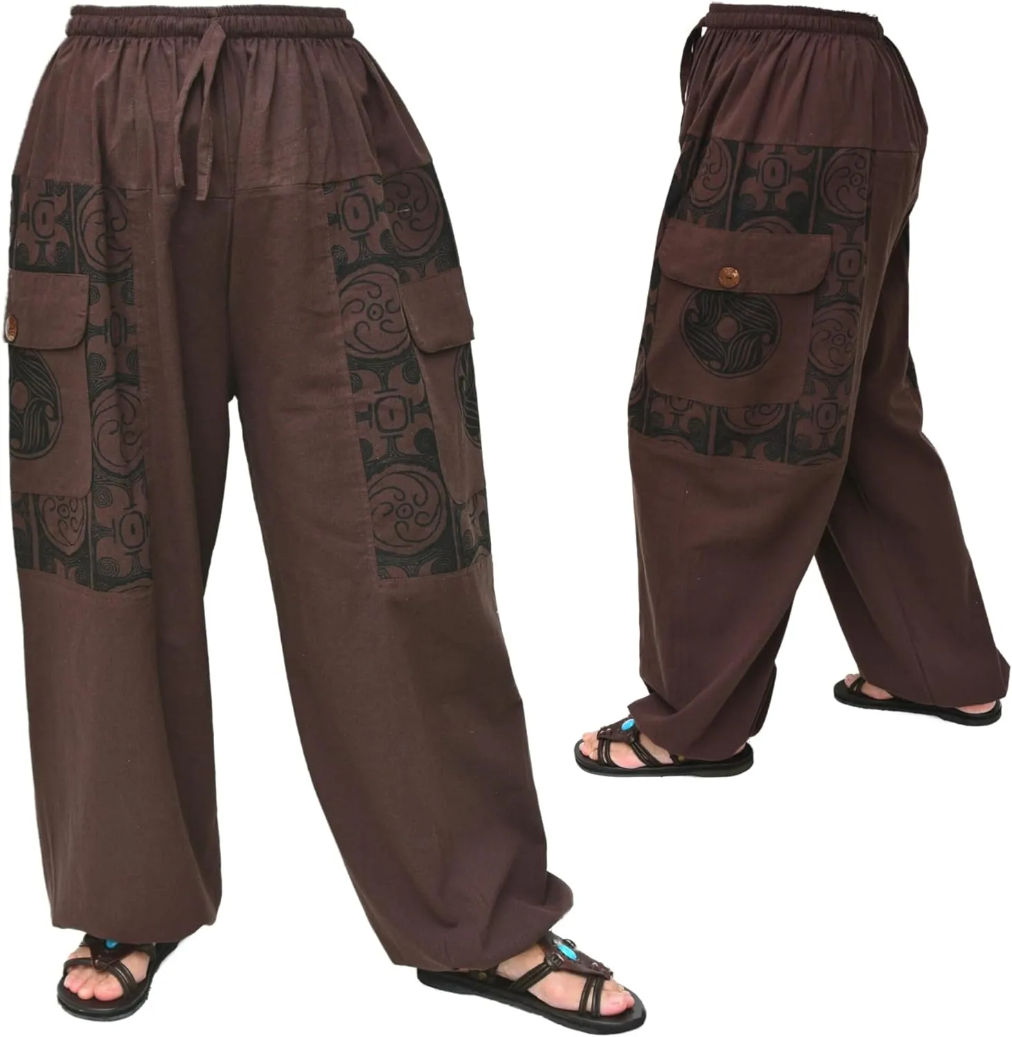 Siamrose Baggy Yoga Harem Pants Men Women Casual Lounge Trousers, 2 Big Pockets, One Size. Elastic Waist