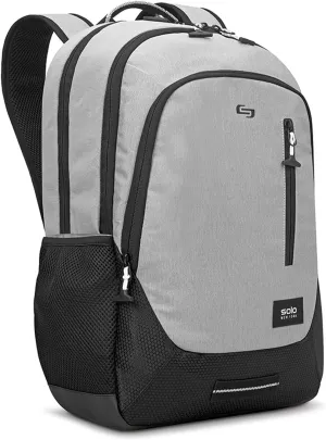 Solo New York Laptop Backpack for Women & Men -Carry On Bookbag for Travel & Work, Lightweight Bag, Side Mesh Pockets, Padded Straps, Fits 15.6" Computer - Region, Grey