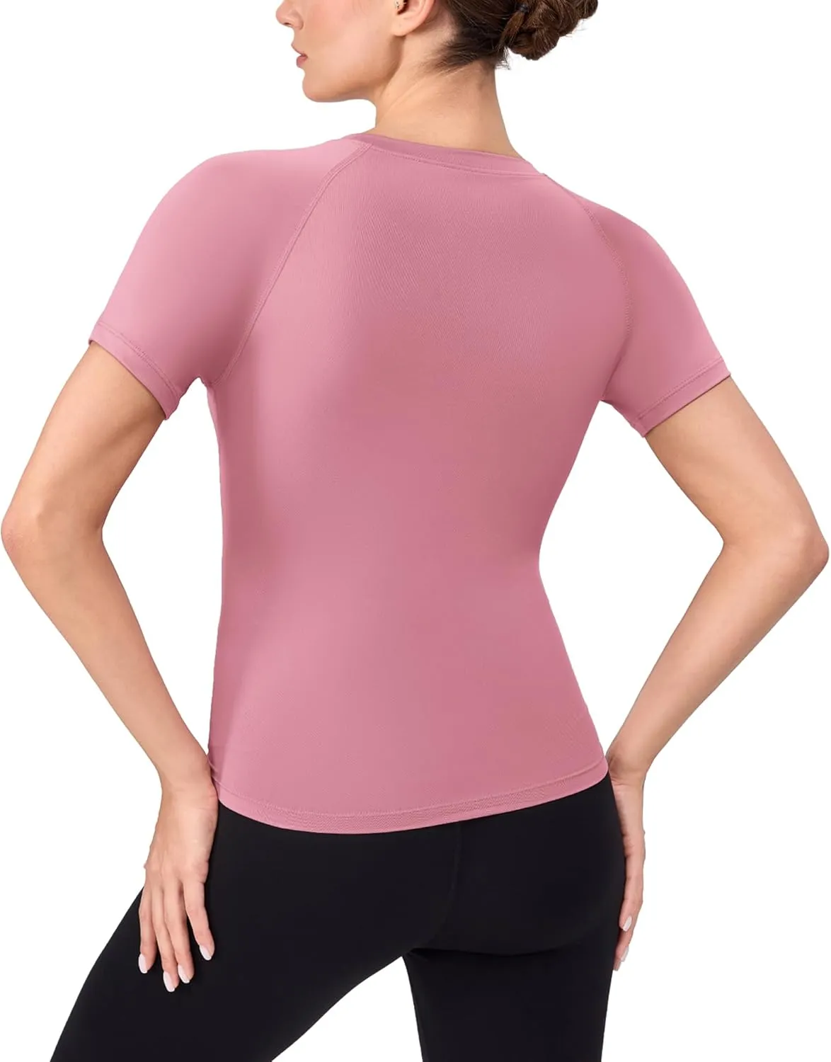 SPVISE Women's Compression Shirt Short Sleeve Workout Tops Athletic Baselayer Dry Fit Running Yoga Gym Basic T-Shirt Crewneck