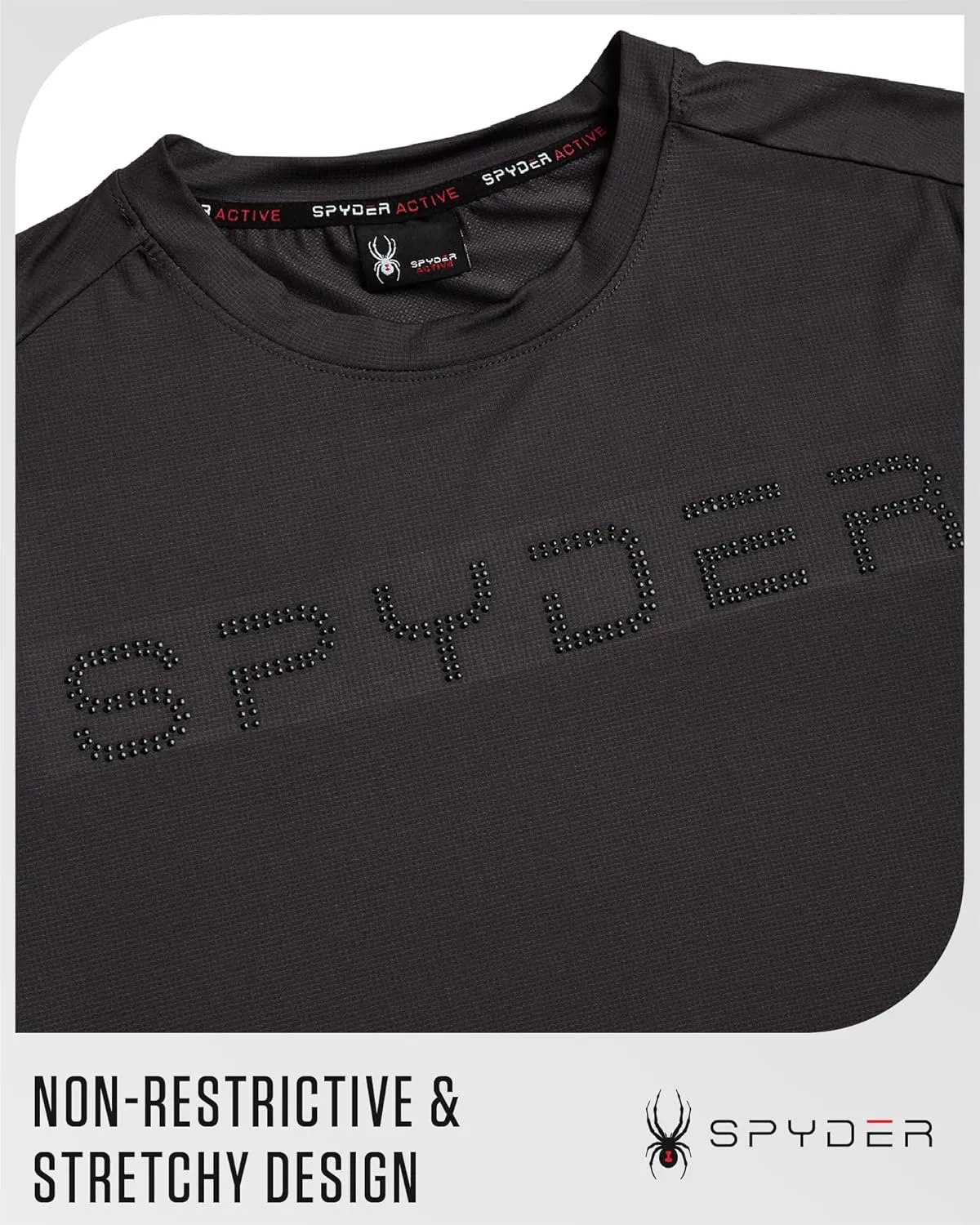 Spyder Men's Workout Shirt - Short Sleeve Quick Dry Moisture Wicking Jacquard Jersey Athletic Shirt (Sizes: S-XL)