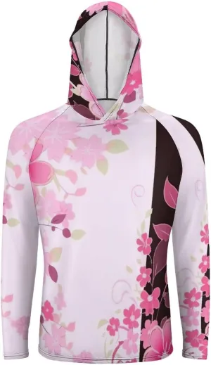 Sun Protection Shirt Long Sleeve Hoodie Floral Pattern Lightweight Rash Guard Quick Dry Sun Shirt for Outdoor