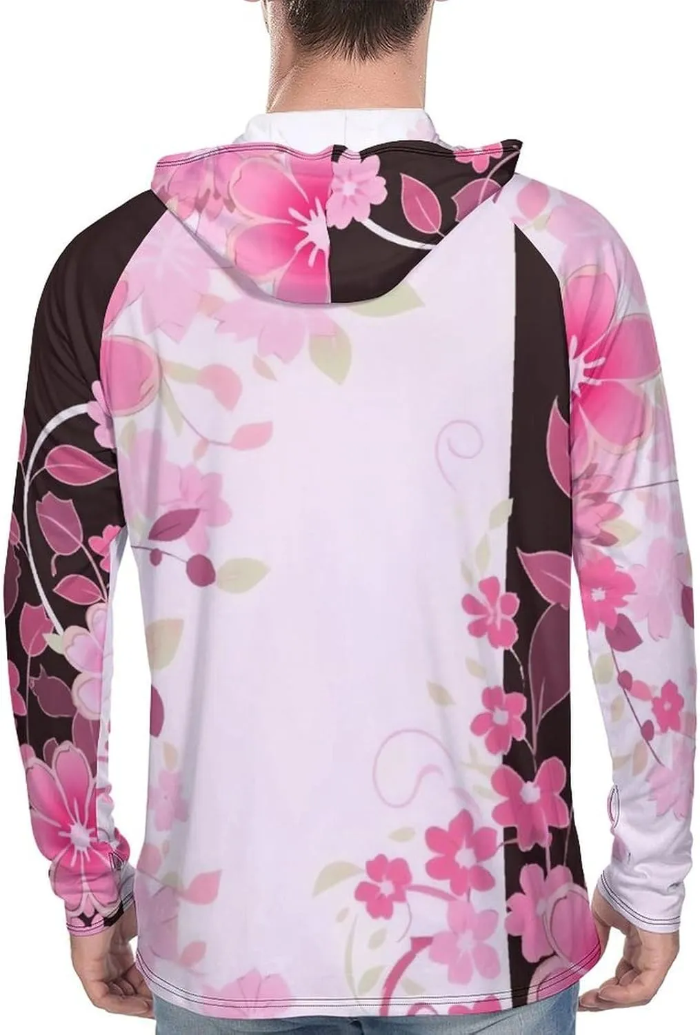 Sun Protection Shirt Long Sleeve Hoodie Floral Pattern Lightweight Rash Guard Quick Dry Sun Shirt for Outdoor