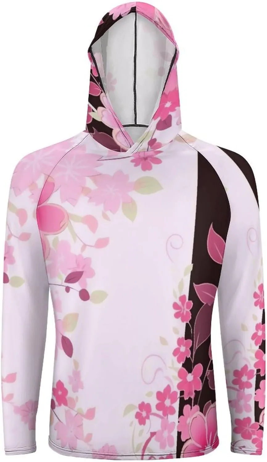 Sun Protection Shirt Long Sleeve Hoodie Floral Pattern Lightweight Rash Guard Quick Dry Sun Shirt for Outdoor