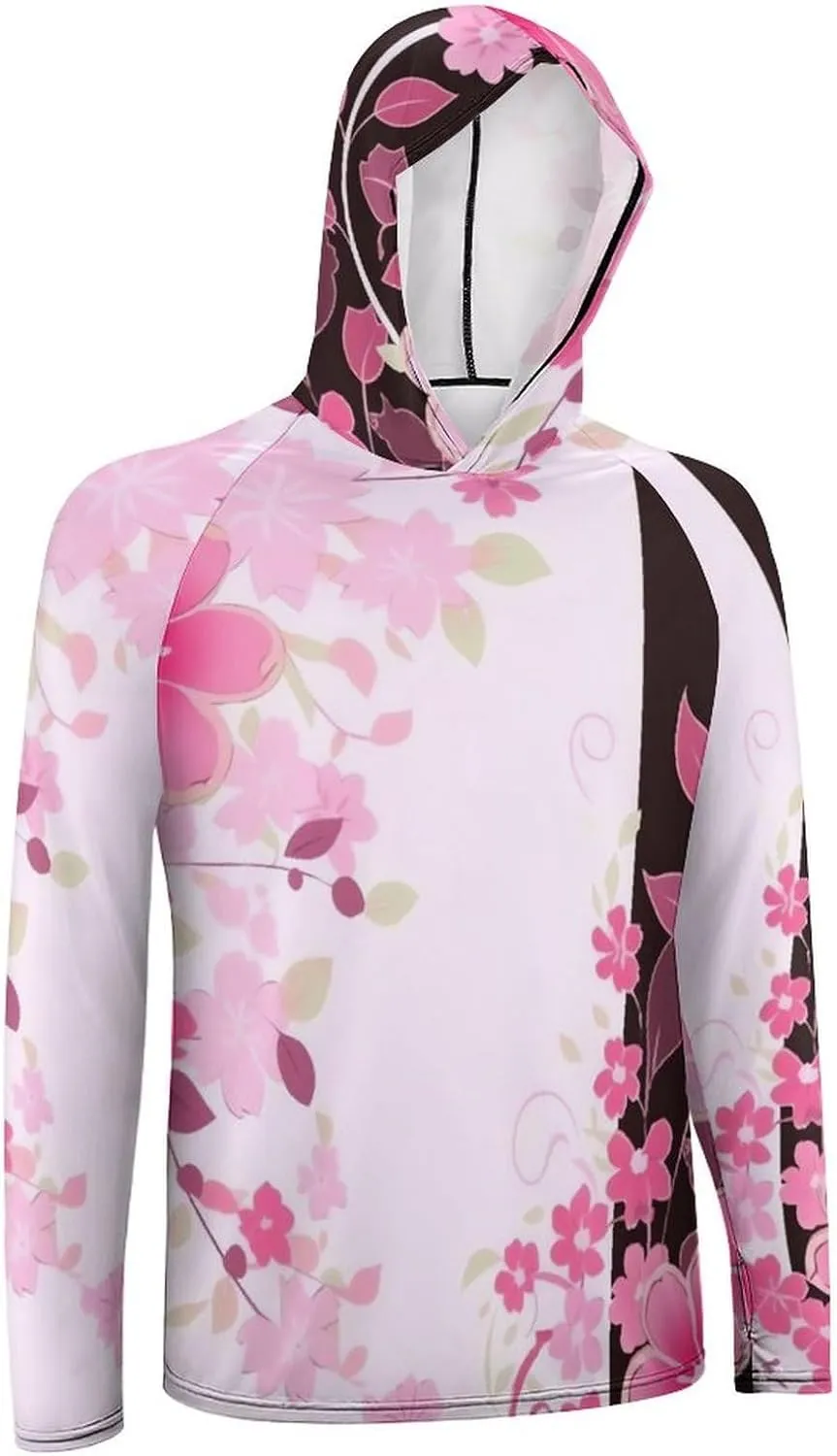 Sun Protection Shirt Long Sleeve Hoodie Floral Pattern Lightweight Rash Guard Quick Dry Sun Shirt for Outdoor
