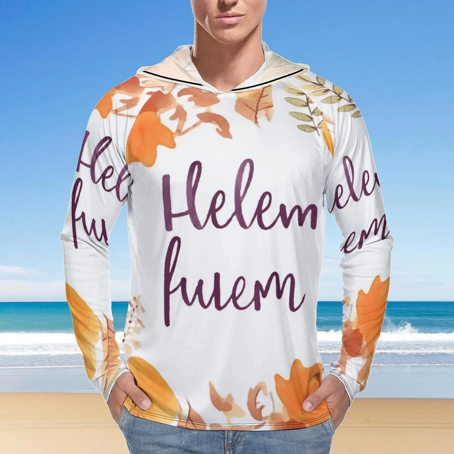 Sun Protection Shirt Long Sleeve Hoodie Hello Autumn Lightweight Rash Guard Quick Dry Sun Shirt for Outdoor