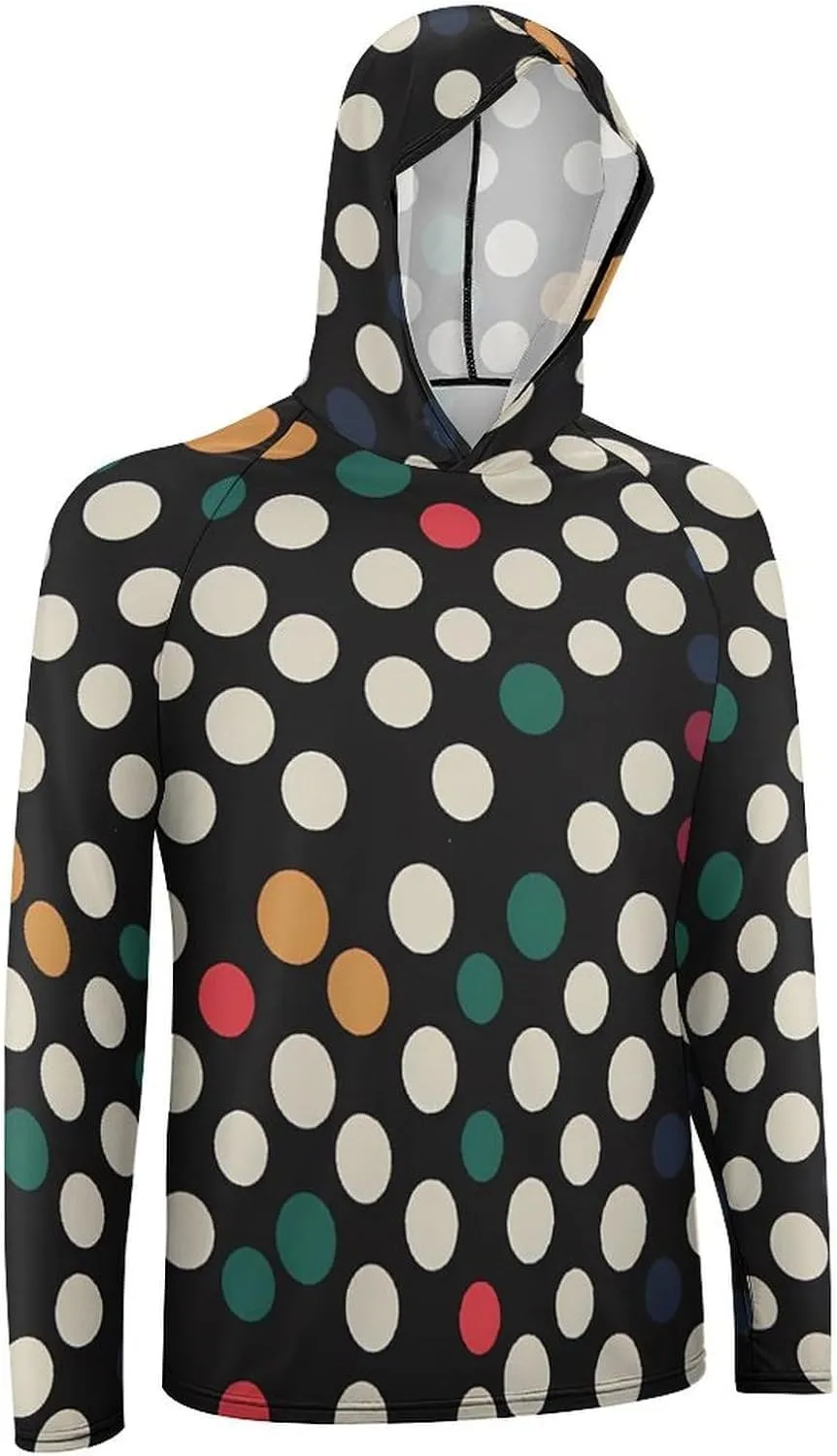 Sun Protection Shirt Long Sleeve Hoodie Polka Dot Lightweight Rash Guard Quick Dry Sun Shirt for Outdoor
