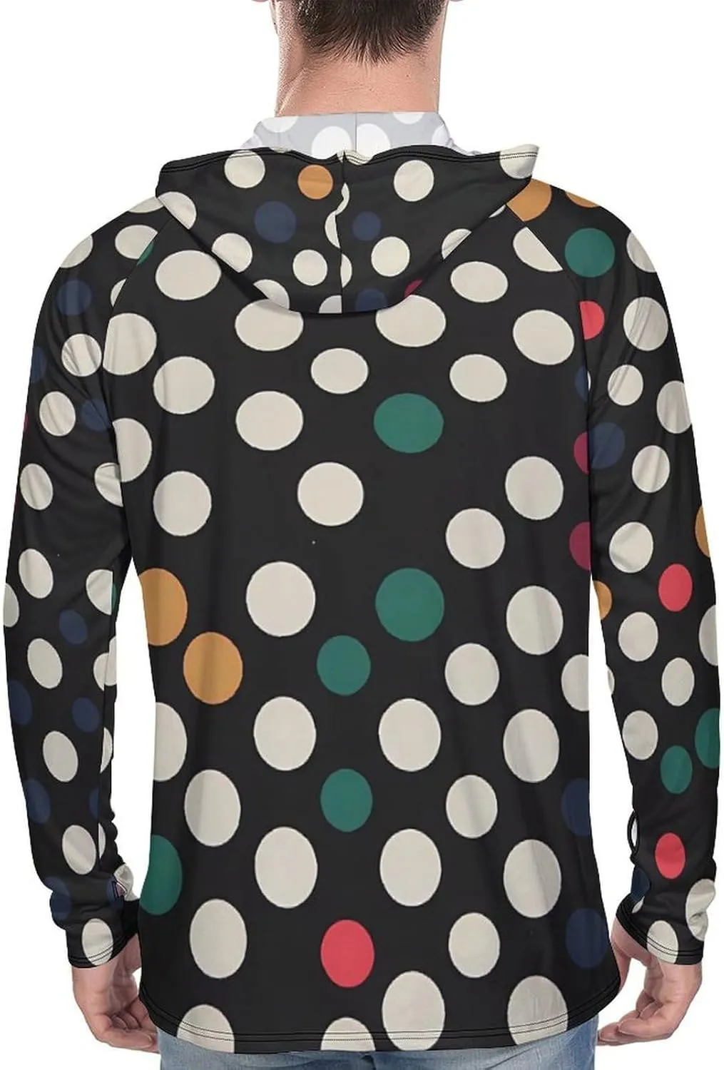 Sun Protection Shirt Long Sleeve Hoodie Polka Dot Lightweight Rash Guard Quick Dry Sun Shirt for Outdoor