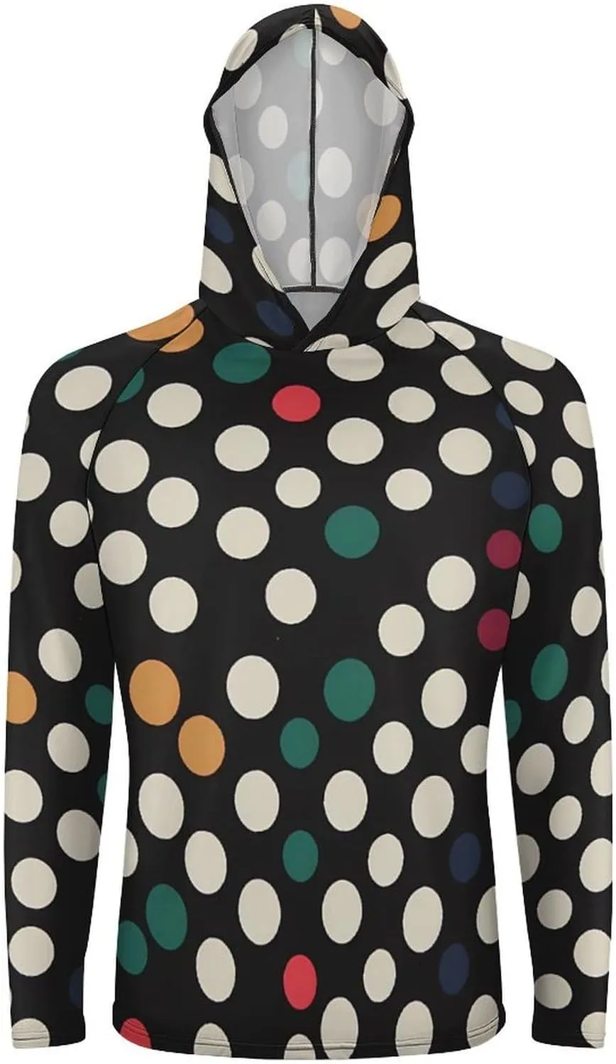 Sun Protection Shirt Long Sleeve Hoodie Polka Dot Lightweight Rash Guard Quick Dry Sun Shirt for Outdoor