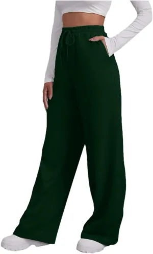 Sweatpants for Women Baggy Drawstring Elastic Waisted Straight Wide Leg Lounge Pants Open Bottom Athletic Joggers Trousers
