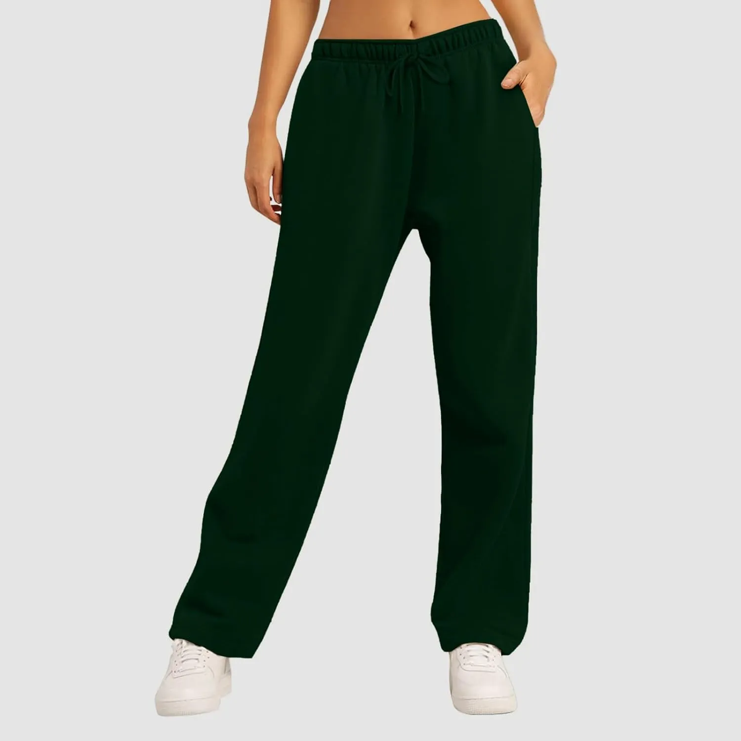 Sweatpants for Women Baggy Drawstring Elastic Waisted Straight Wide Leg Lounge Pants Open Bottom Athletic Joggers Trousers