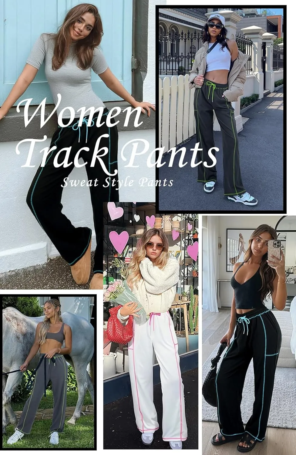 Sweatpants Women - Track Pants Women Lounge Pants Wide Leg Yoga Pants for Women, Y2K Pants Womens Pajama Pants
