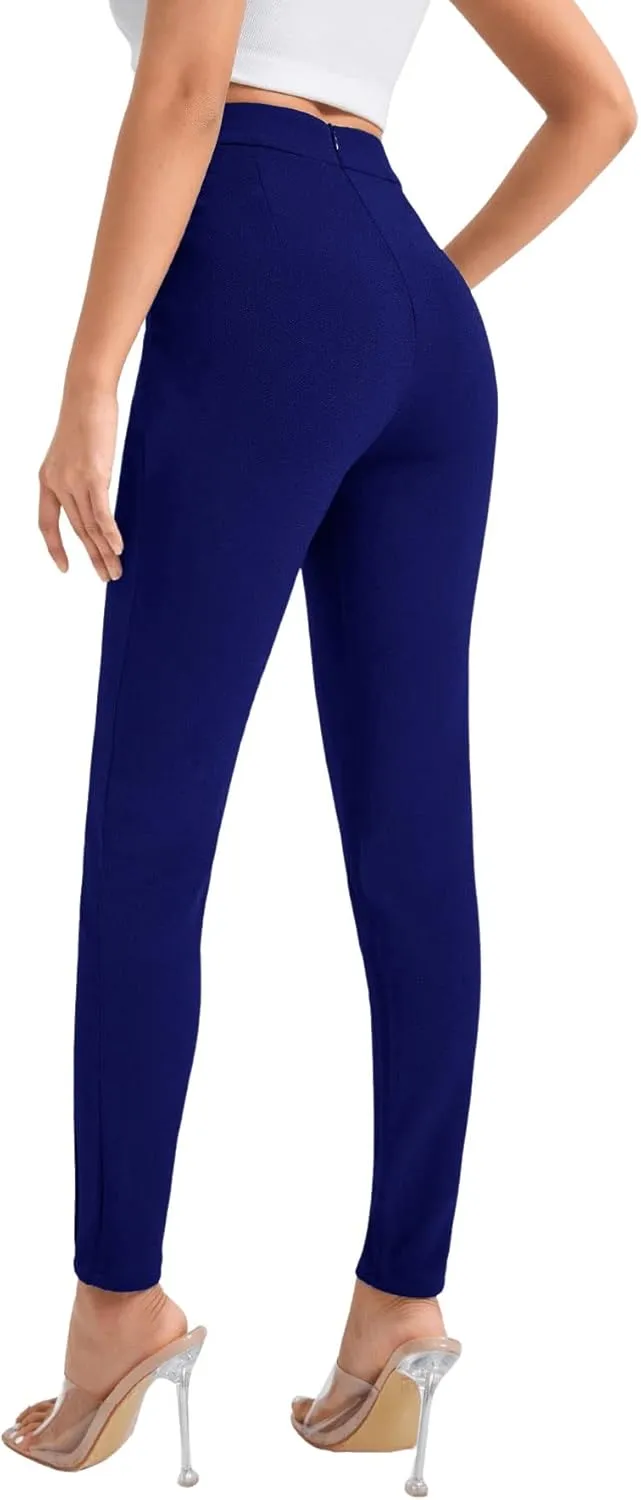 SweatyRocks Women's Pants Casual High Waist Skinny Leggings Stretchy Work Pants