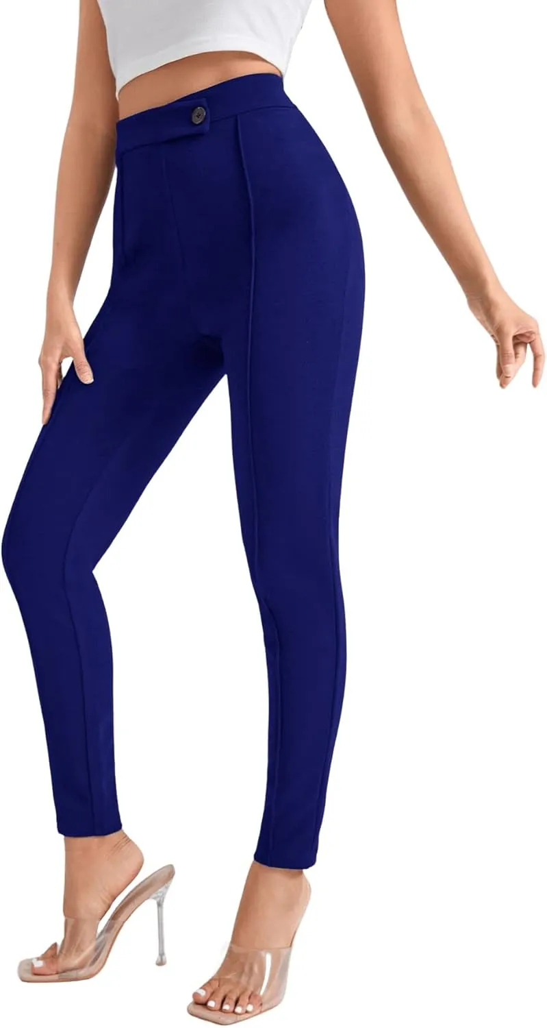 SweatyRocks Women's Pants Casual High Waist Skinny Leggings Stretchy Work Pants
