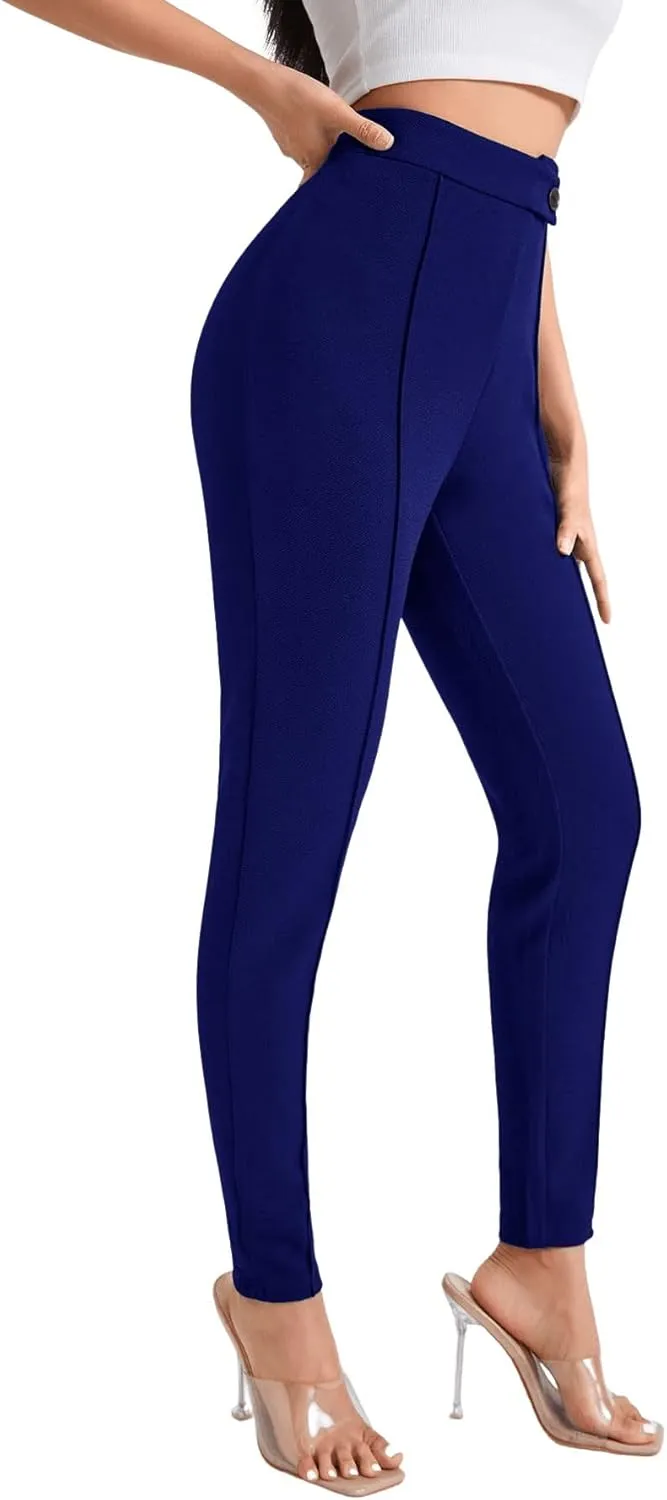 SweatyRocks Women's Pants Casual High Waist Skinny Leggings Stretchy Work Pants