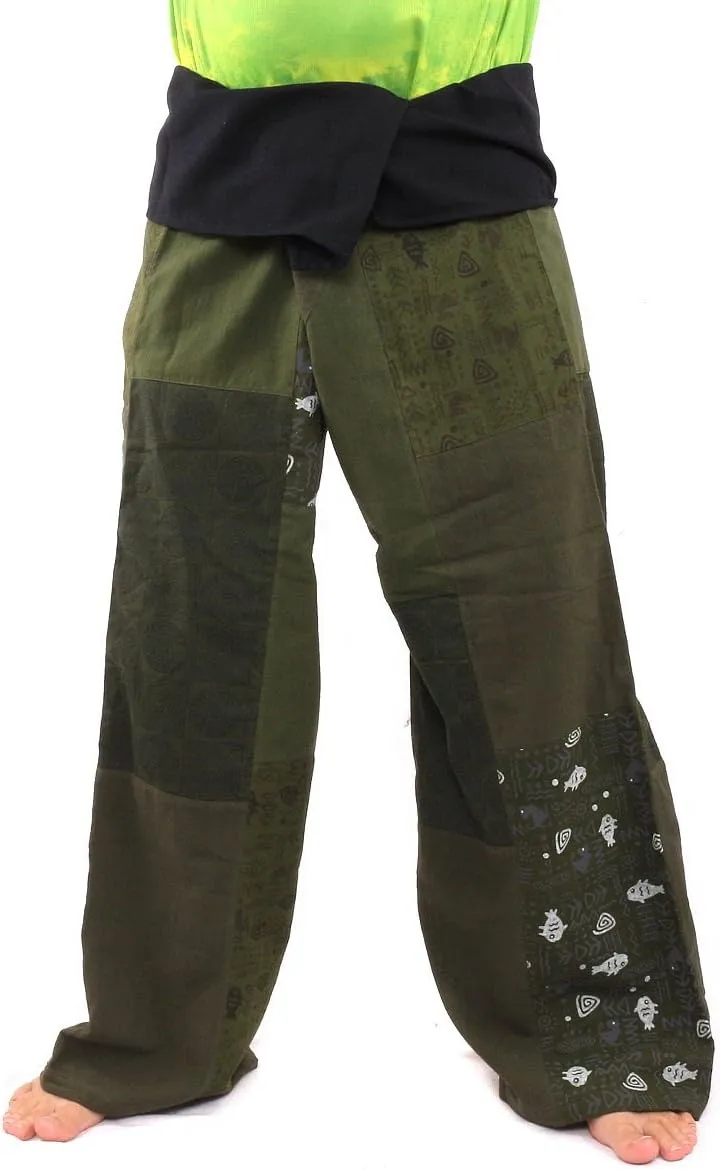 Thai Fisherman Pants Patchwork Cotton Traditional Wrap Pants