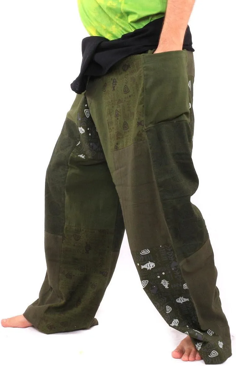 Thai Fisherman Pants Patchwork Cotton Traditional Wrap Pants
