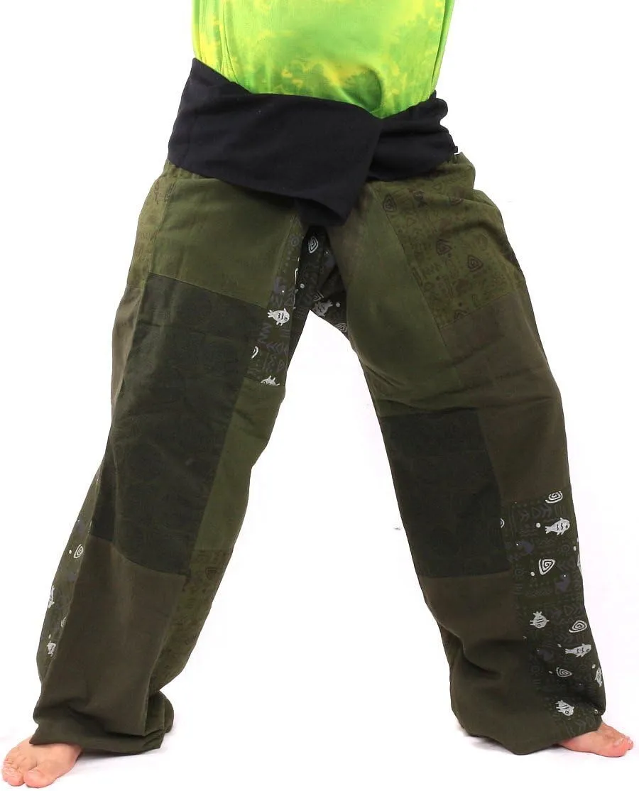 Thai Fisherman Pants Patchwork Cotton Traditional Wrap Pants