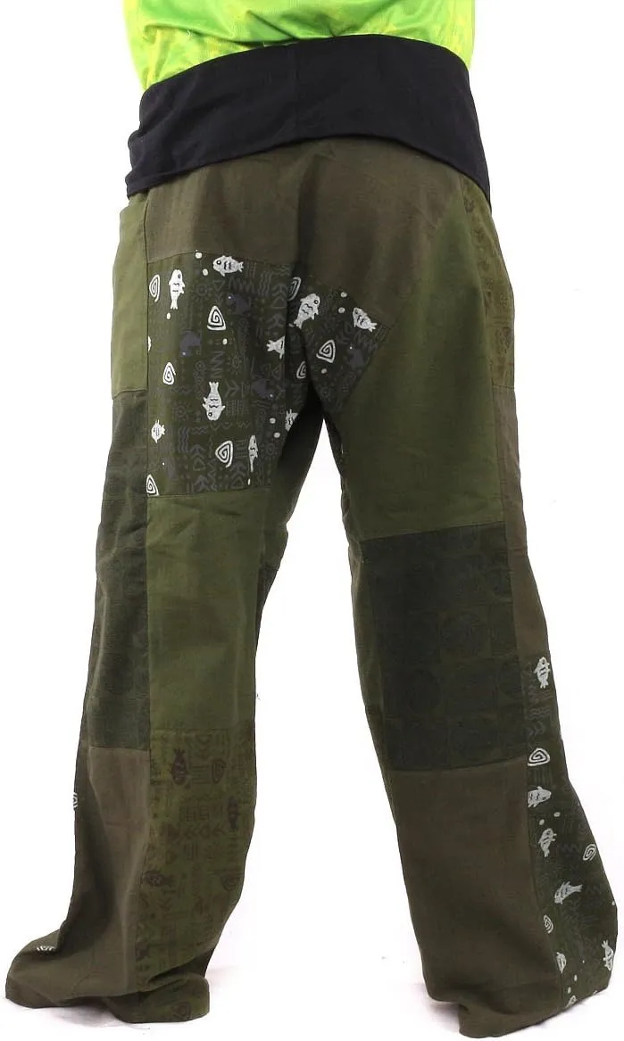 Thai Fisherman Pants Patchwork Cotton Traditional Wrap Pants