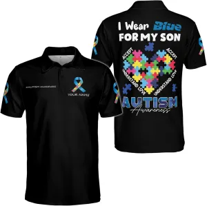 ThuhaTree Store Personalized Name Autism Awareness Hearts Colorful Men & Women Polo Shirt S-5XL, Polo Autism Shirt