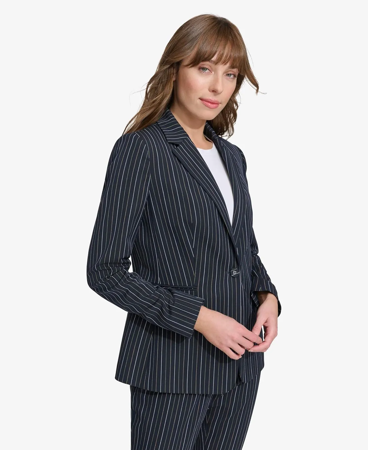 Tommy Hilfiger Women's Pinstripe Puff Sleeve Blazer