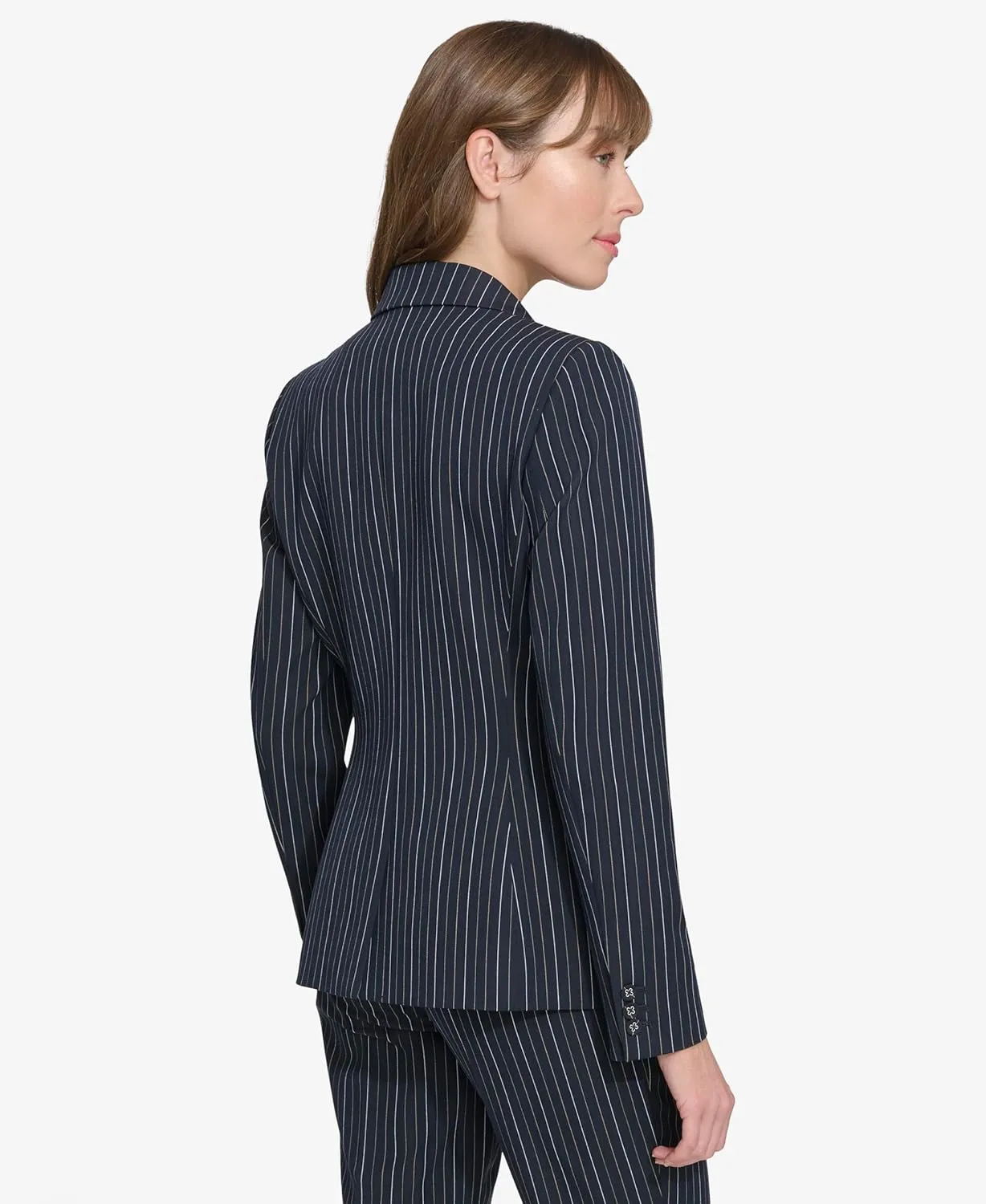 Tommy Hilfiger Women's Pinstripe Puff Sleeve Blazer