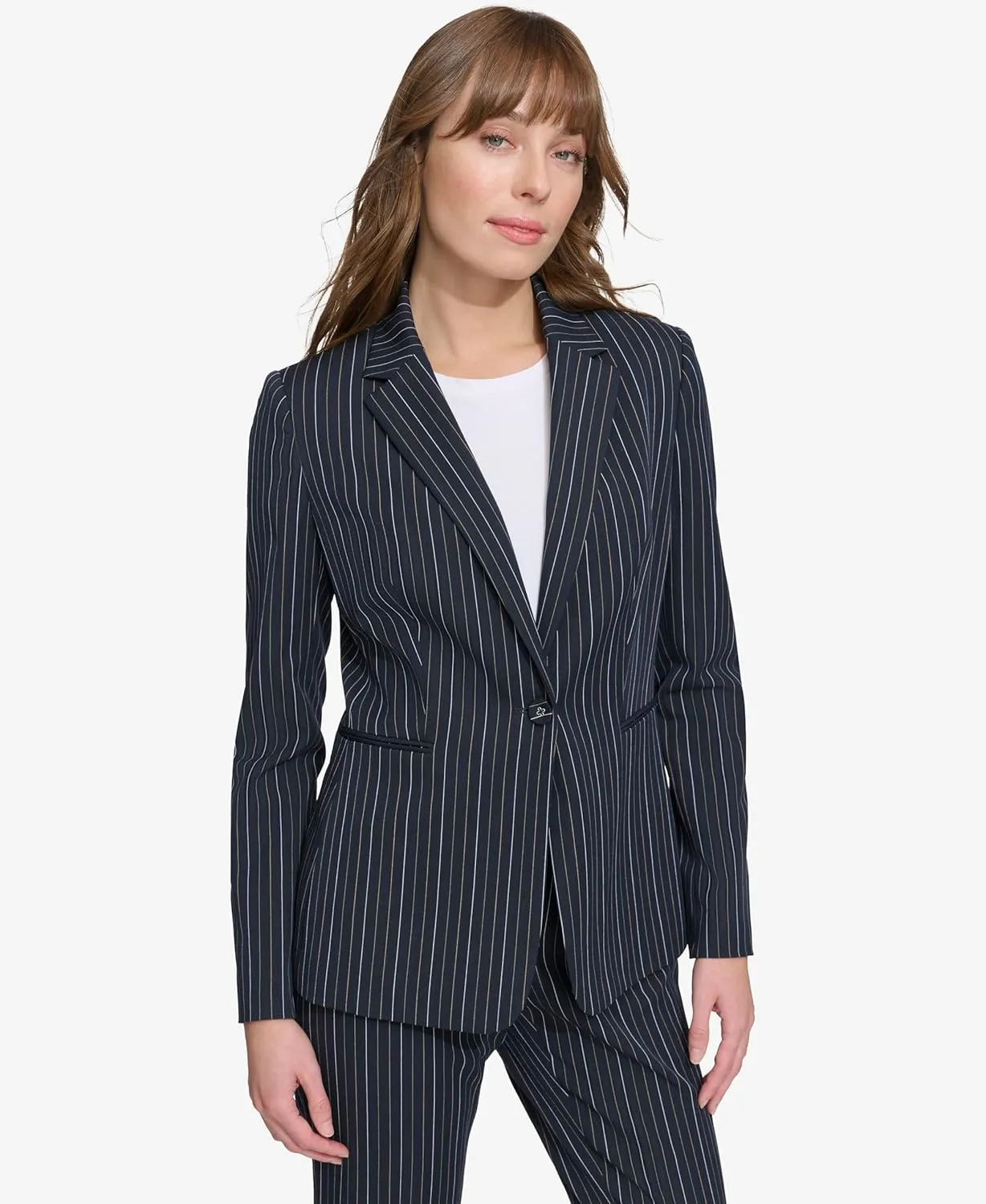 Tommy Hilfiger Women's Pinstripe Puff Sleeve Blazer