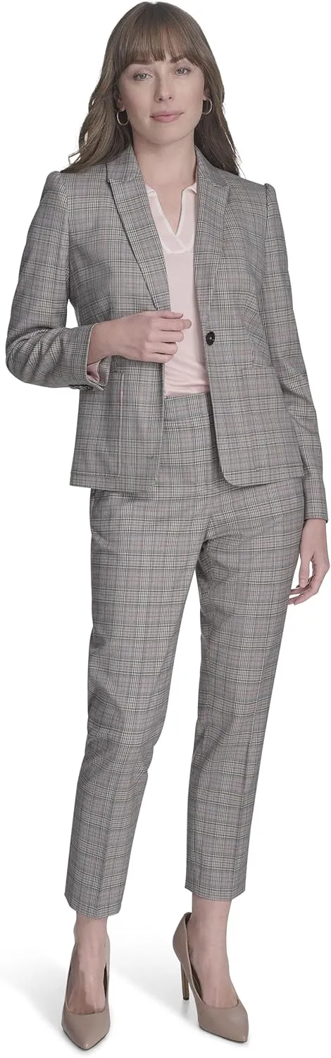 Tommy Hilfiger Women's Puff Sleeve Plaid Blazer Sportswear Jackets