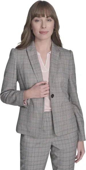 Tommy Hilfiger Women's Puff Sleeve Plaid Blazer Sportswear Jackets
