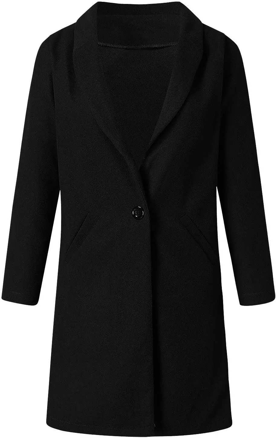 Trench Coat for Women 2024 Single Breasted Wool Pea Coats Causal Notch Lapel Windproof Long Overcoat Outwear