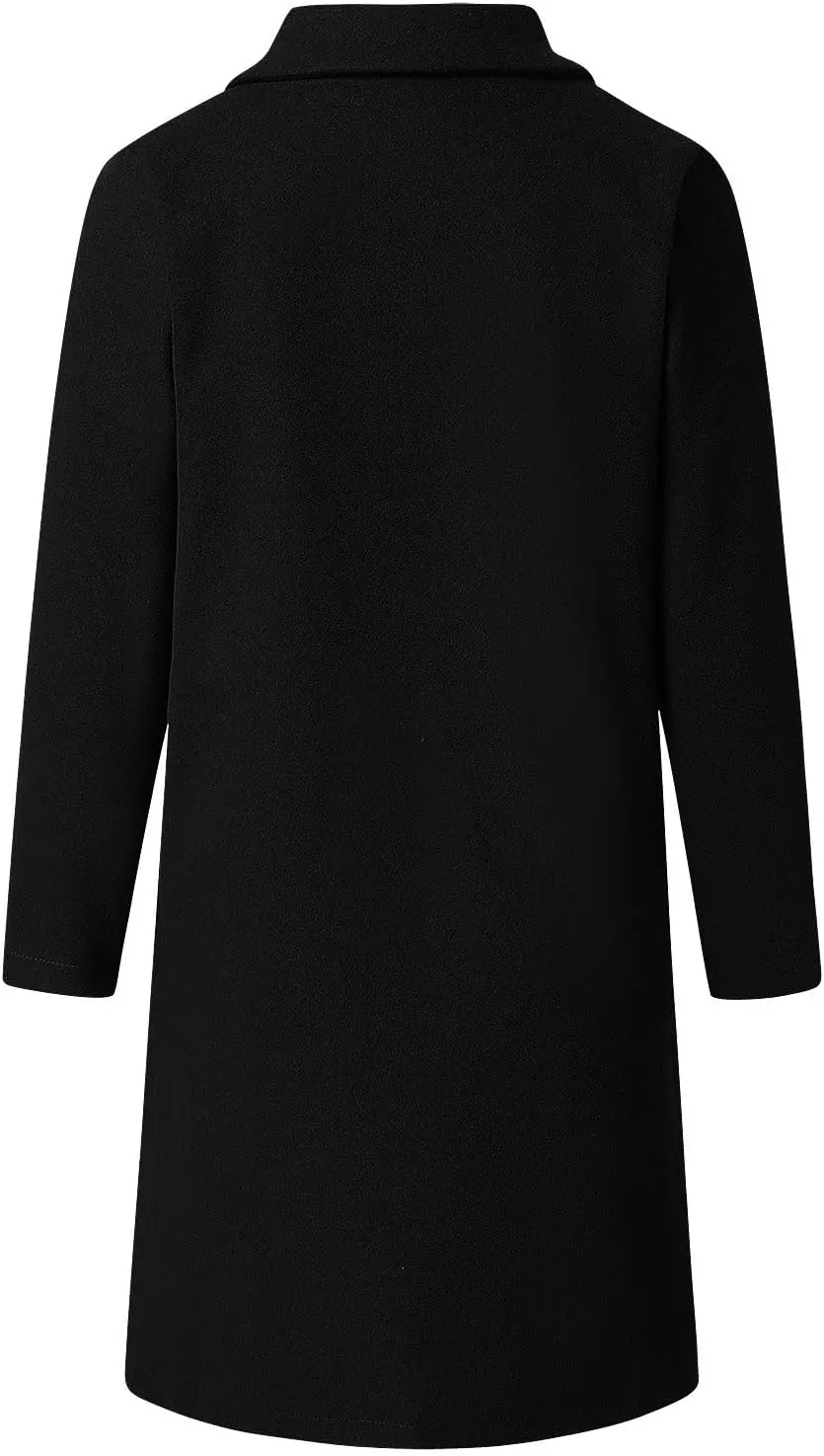 Trench Coat for Women 2024 Single Breasted Wool Pea Coats Causal Notch Lapel Windproof Long Overcoat Outwear