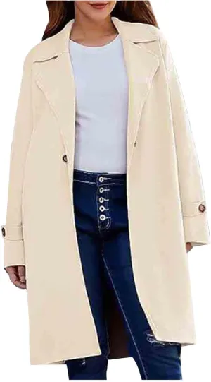 Trench Coats for Women 2024 Wool Blend Warm Winter Coats 2024 Casual Notch Lapel Single-Breasted Pea Coats