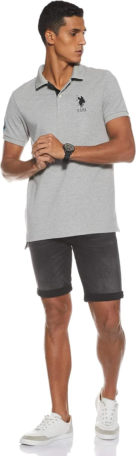 U.S. Polo Assn. Men's Short-Sleeve Polo Shirt with Applique, Casual Summer Slim Fit Polo Shirt with Contrast Color