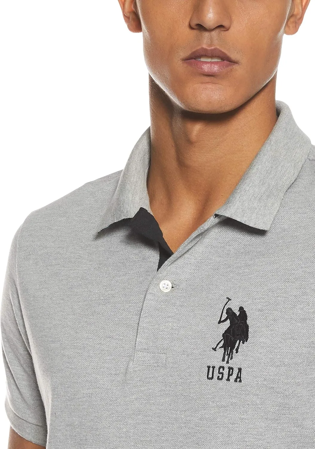 U.S. Polo Assn. Men's Short-Sleeve Polo Shirt with Applique, Casual Summer Slim Fit Polo Shirt with Contrast Color