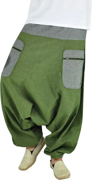 virblatt - Harem Pants Men & Harem Pants Women | Cotton | Drop Crotch Pants Men Genie Pants Aladdin Pants Hippie Rave