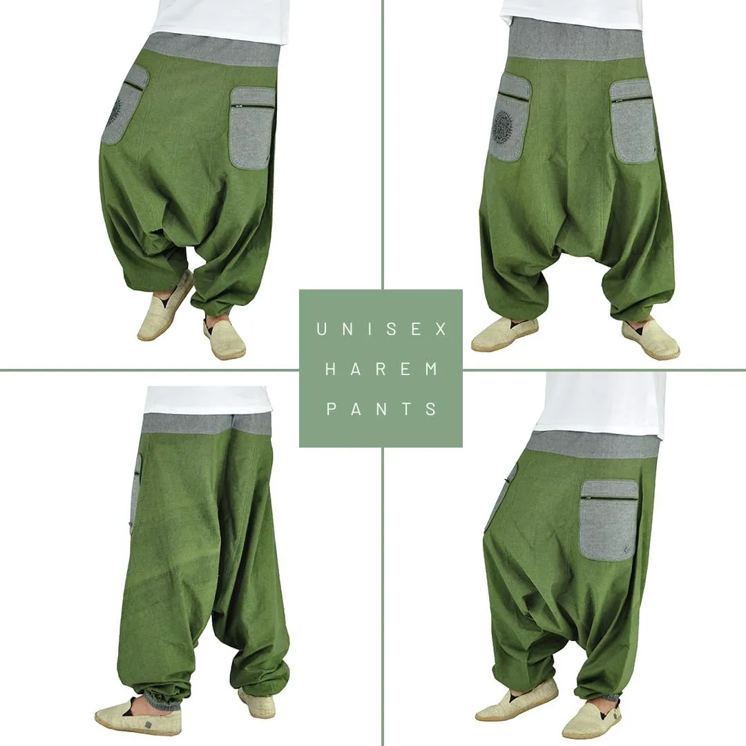 virblatt - Harem Pants Men & Harem Pants Women | Cotton | Drop Crotch Pants Men Genie Pants Aladdin Pants Hippie Rave