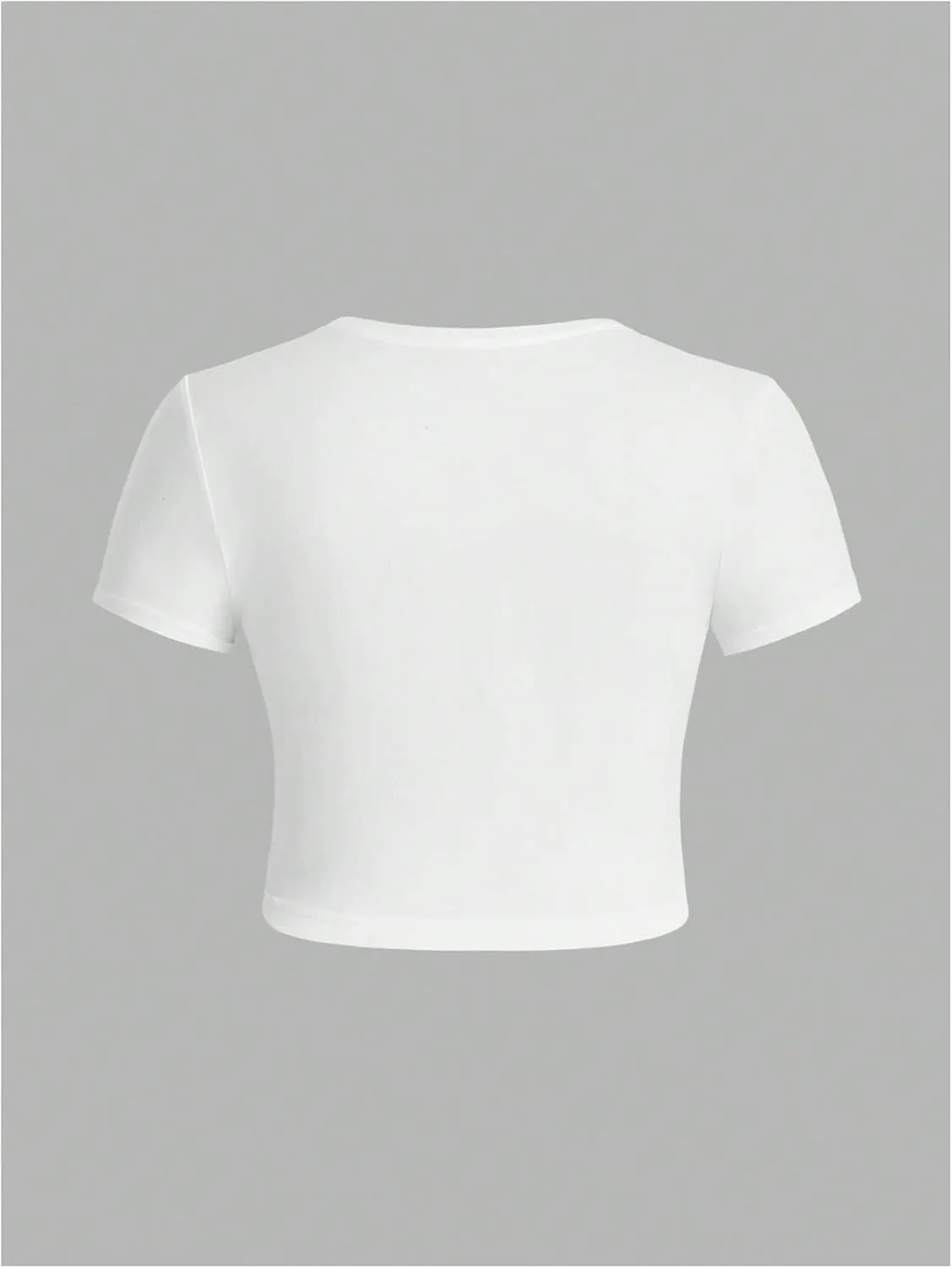 WDIRARA Women's Graphic Lip Print Crop Tee Shirt Round Neck Short Sleeve T-Shirt Slim Fit Top