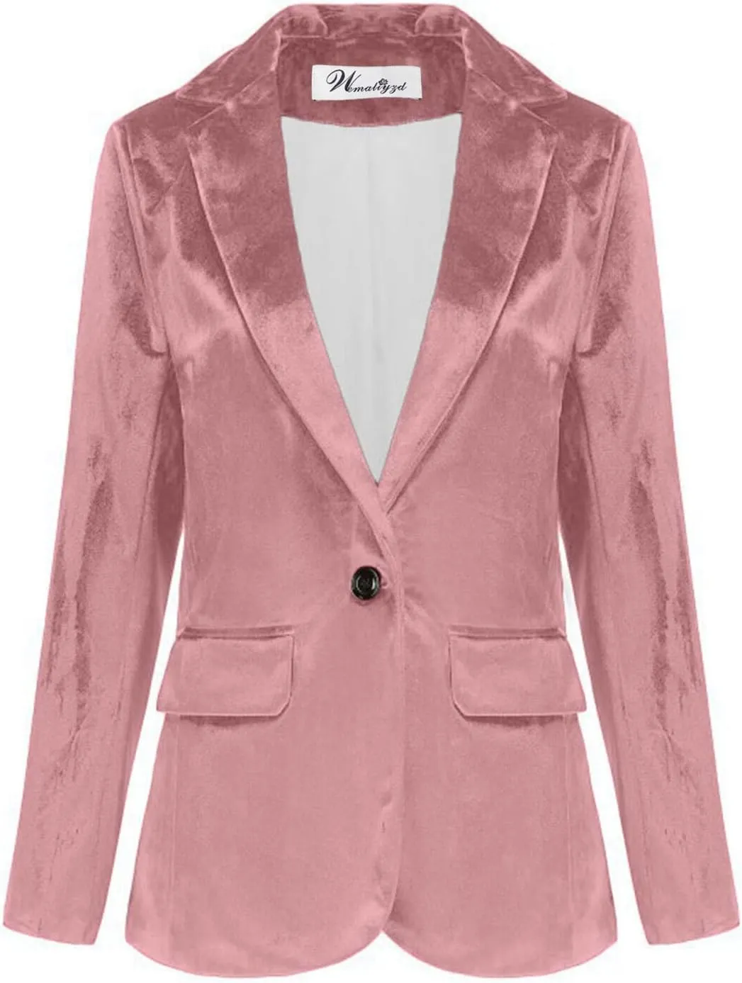 Wemaliyzd Womens Velvet Jacket Slim Fit 1 Button Blazer Office Lady