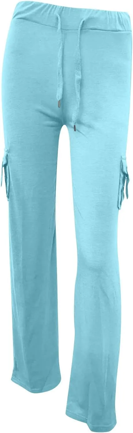 Wide Leg Cargo Pants for Women with Pockets Drawstring High Waisted Yoga Pants Trouser Style Yoga Pants Tall